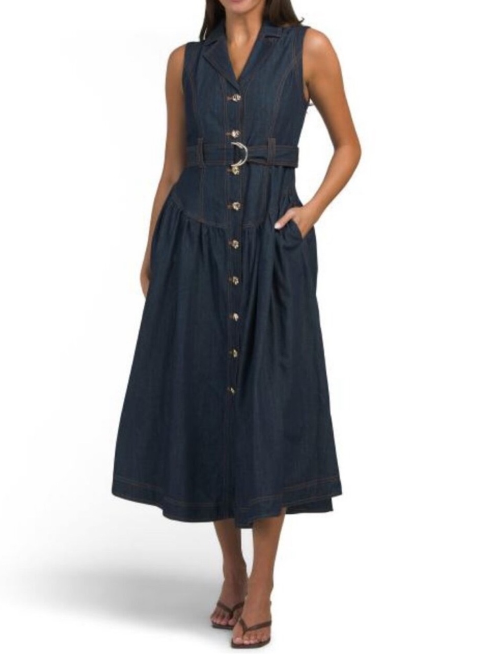 ❤️ZOE & CLAIRE Sleeveless Dropped Waist Denim Dress